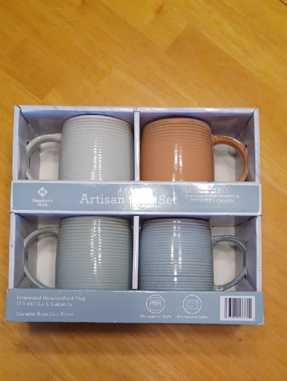 Member's Mark Artisan Mug Set - 4 Oversized Ribbed Mugs